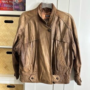 Adventure Bound Vintage Brown Leather Bomber Jacket L